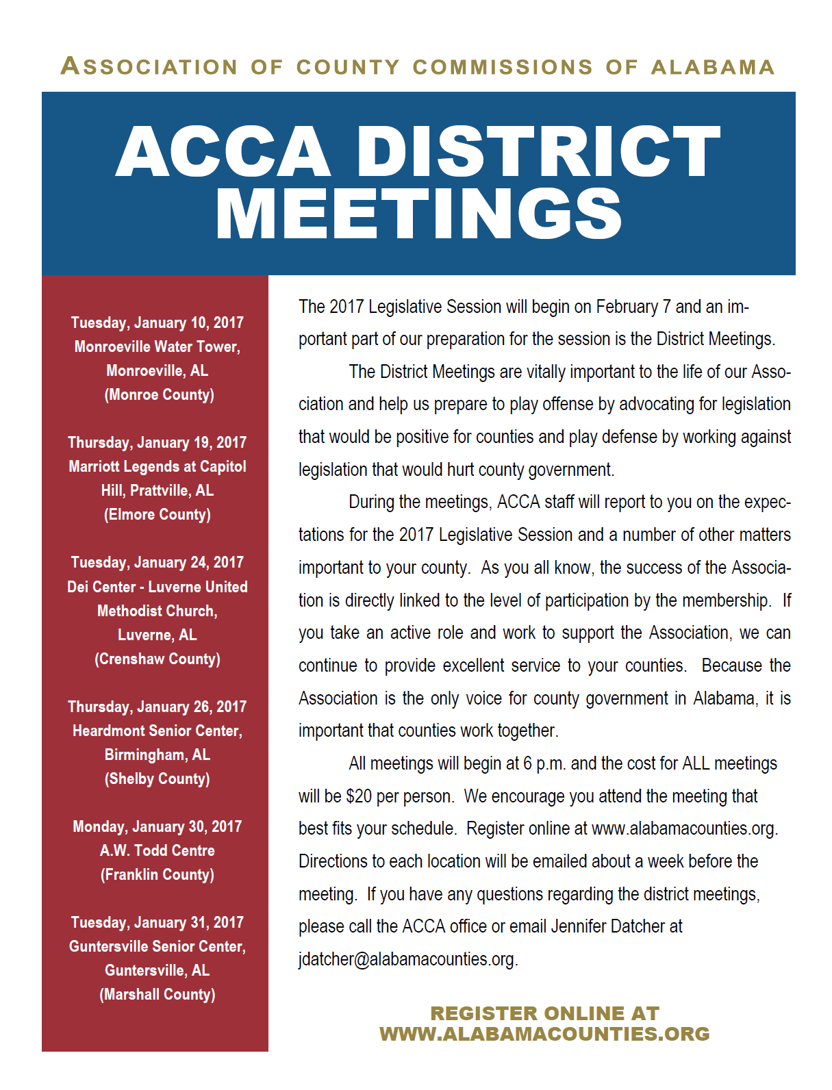 ACCA District Meetings Flier